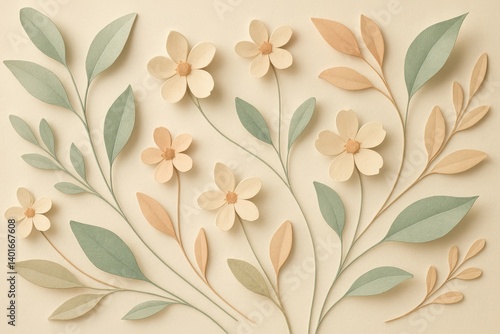 Elegant paper blossoms: a flat style   of floral designs