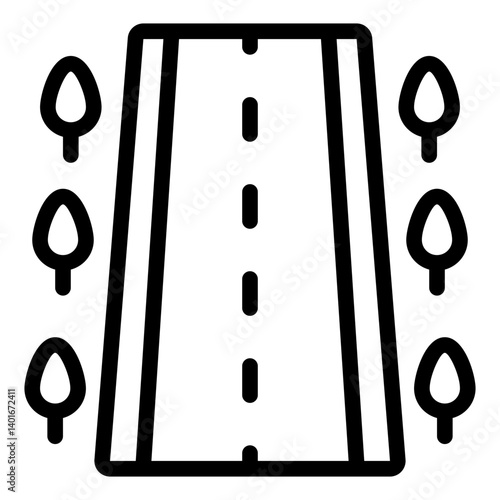 Roadway outline icon representing highways or streets