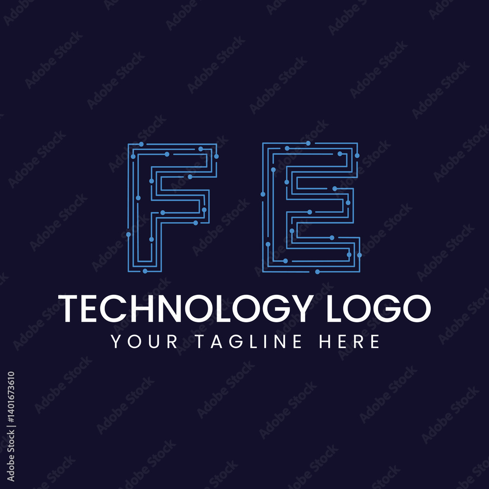 Technology Outline Font - Letter with Dots and Lines Technology Outline Font - Letter with Dots and Lines