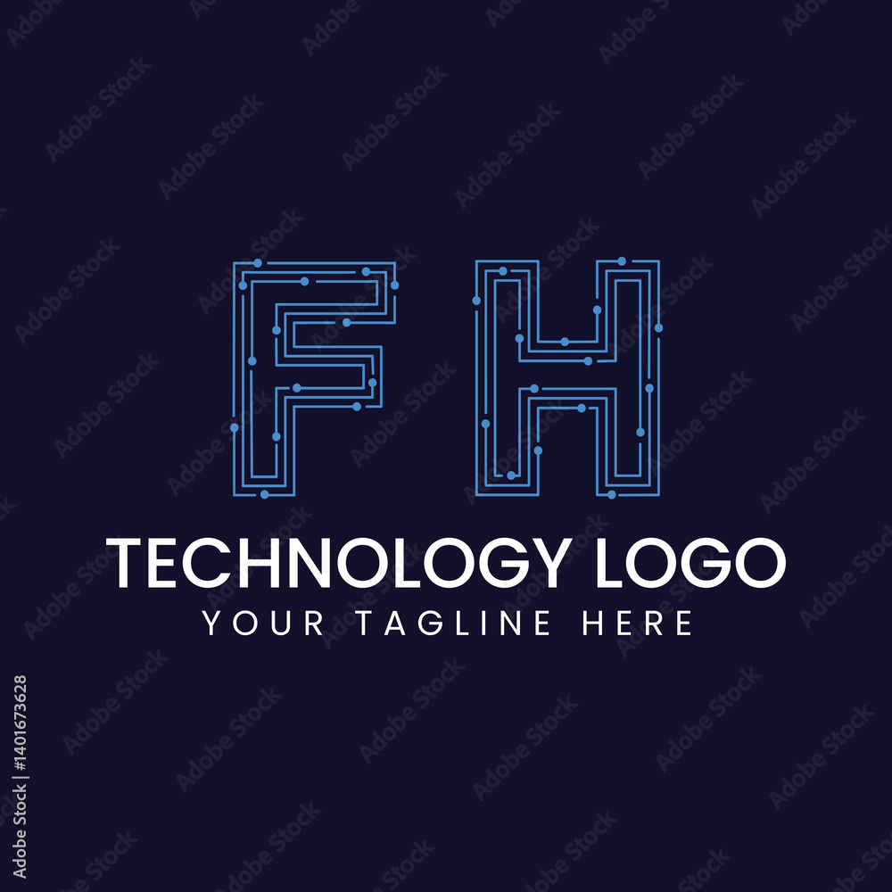 Technology Outline Font - Letter with Dots and Lines Technology Outline Font - Letter with Dots and Lines