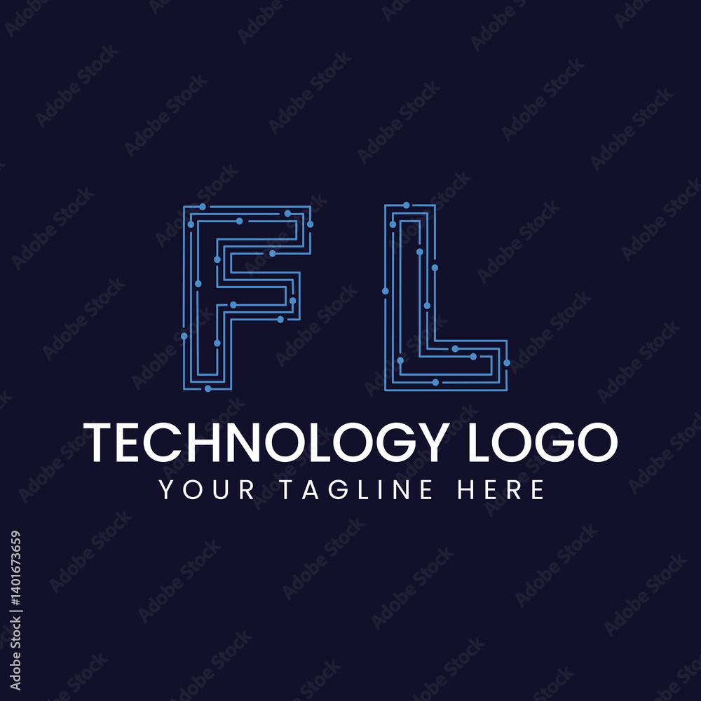 Technology Outline Font - Letter with Dots and Lines Technology Outline Font - Letter with Dots and Lines