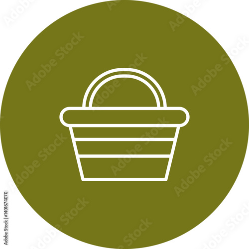 Basket Vector Line Circle Icon Design