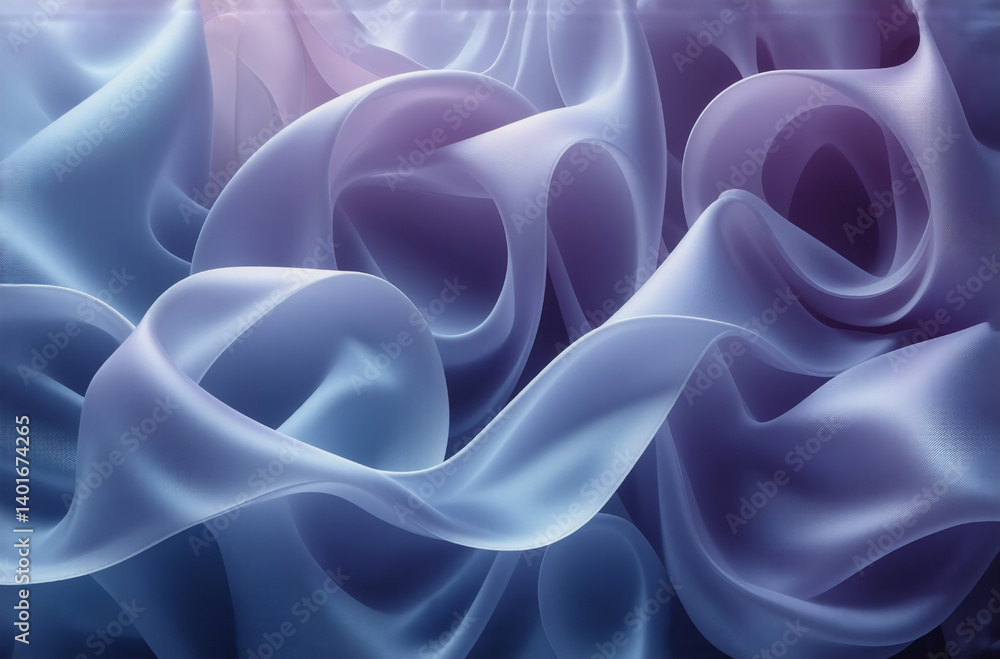 Obraz premium Abstract flowing shapes in shades of blue and purple create a soft, smooth, and ethereal image. The wavy forms evoke a sense of gentle motion and tranquility.