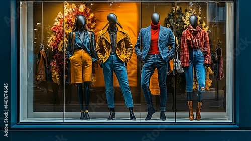 Wallpaper Mural A fall fashion display featuring mannequins in various autumnal clothing. Torontodigital.ca