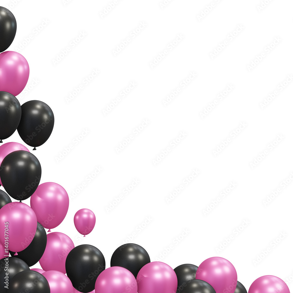 Obraz premium PNG Black and Pink balloons celebration decoration.