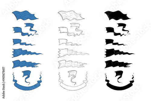 Medieval flags set, vector illustration