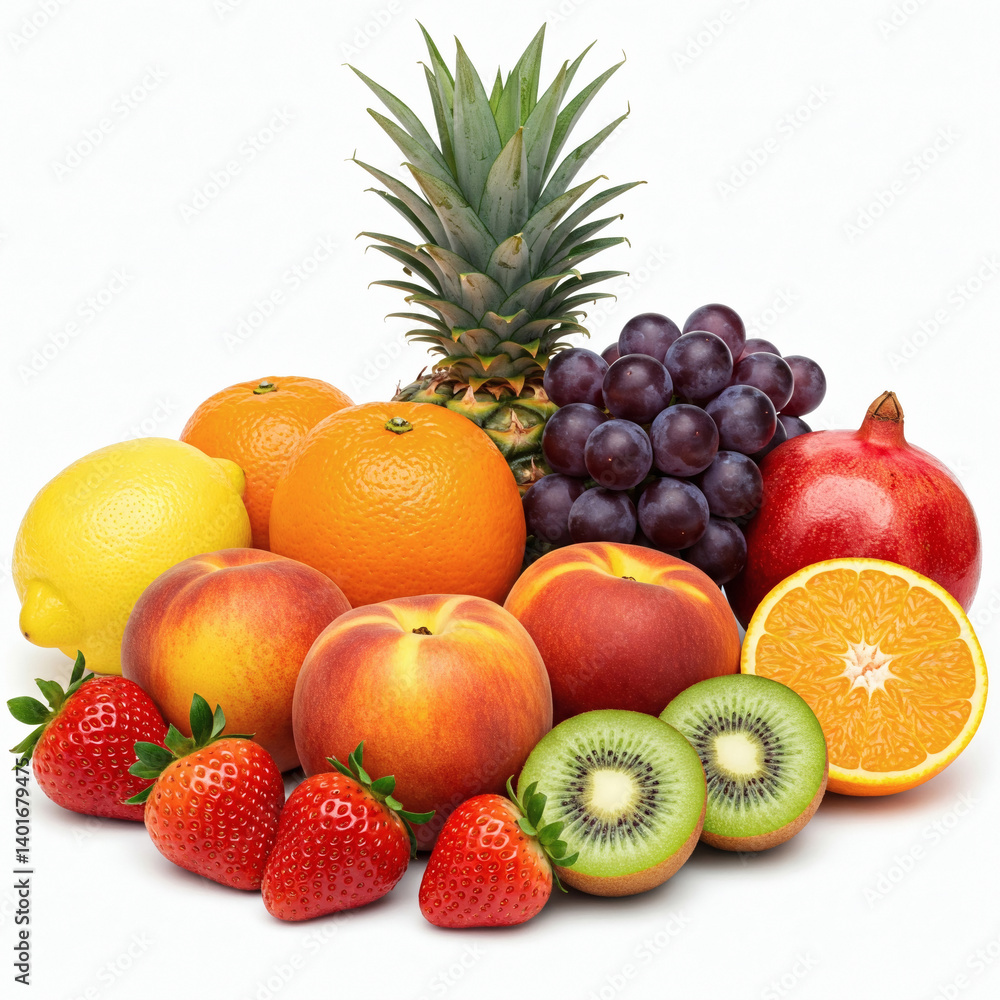 Composition of fresh fruits on a white background. Isolated. Composition of fresh fruits on a white background. Isolated.
