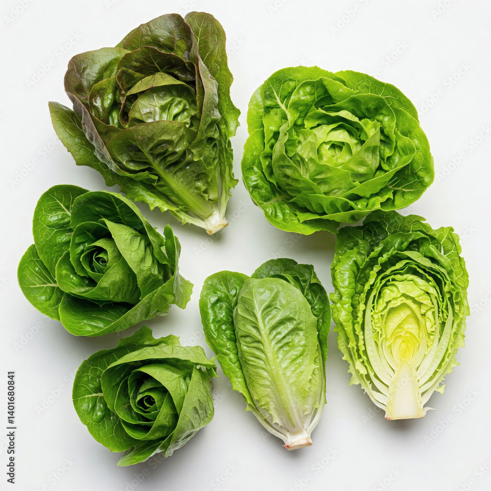 Fototapeta premium Lettuce on white background, top view. Healthy food.