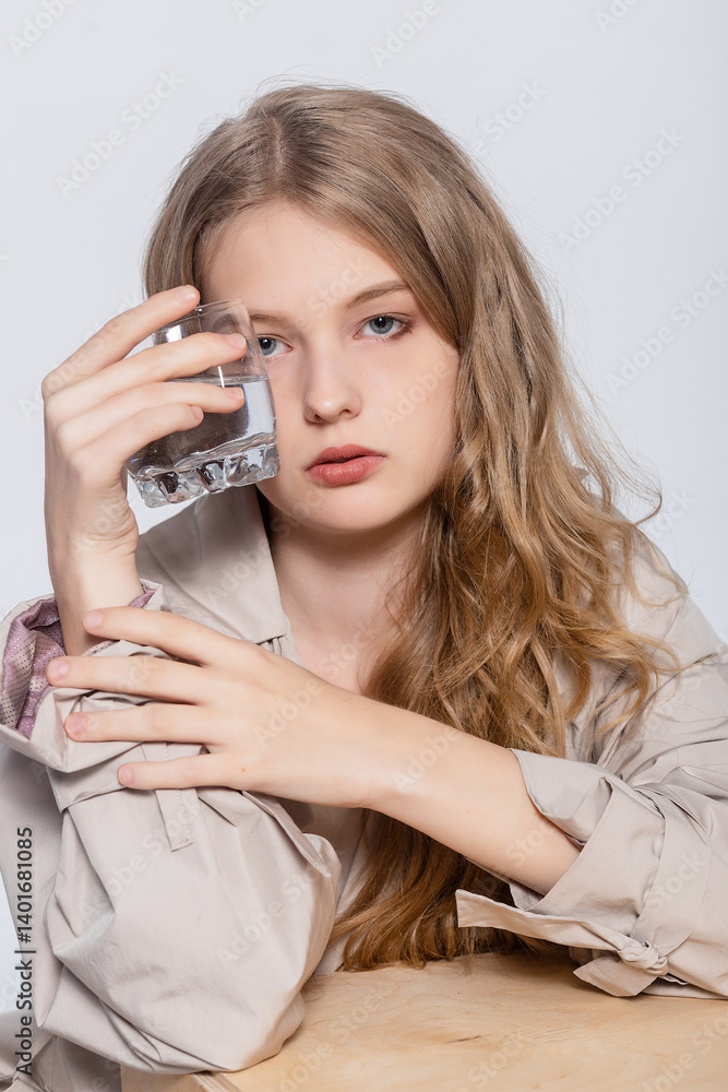 Smiling Young Woman with glass of Water Smiling Young Woman with glass of Water