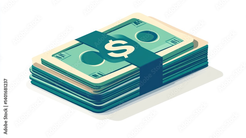Stack of Money with Dollar Sign Band Financial Success and Wealth Symbol Stack of Money with Dollar Sign Band Financial Success and Wealth Symbol