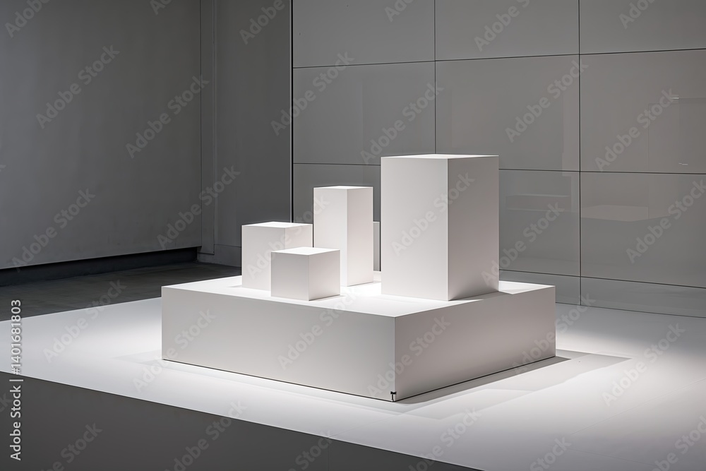 custom made wallpaper toronto digitalElegant White Cubes on a Minimalist Display Stage