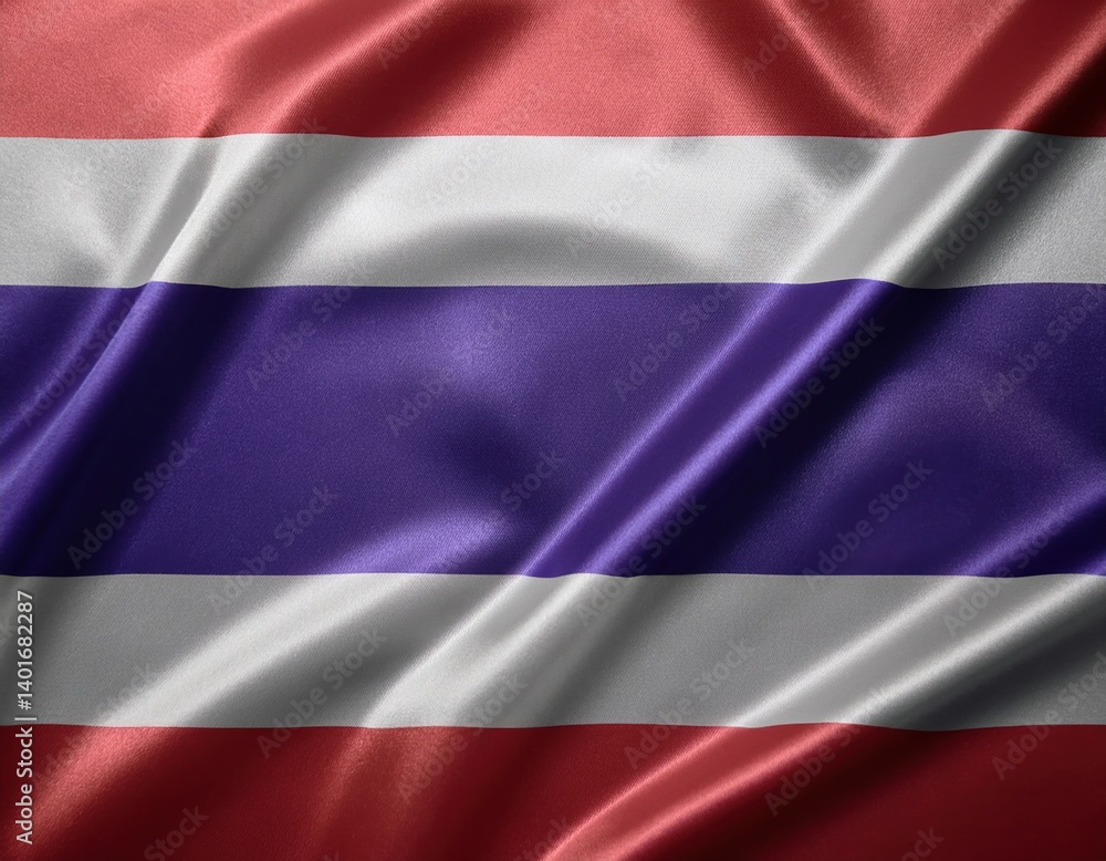 Thailand national flag with horizontal stripes in red, white, and blue Thailand national flag with horizontal stripes in red, white, and blue