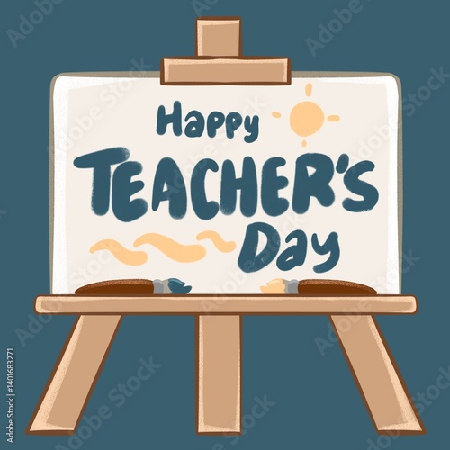 Happy World Teachers' Day concept vector illustration background, Happy Teacher's Day Text, World Teacher's Day card