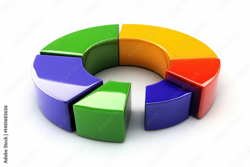 Fototapeta premium Colorful Pie Chart Illustration Representing Business Data Analysis and Statistics