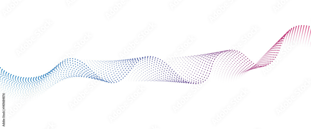 Flowing Dot Wave halftone gradient pattern on transparent background