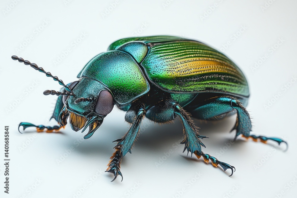 Green Beetle Close-Up in Hyper-Realistic Detail Minimalistic Composition Scientific Illustration Green Beetle Close-Up in Hyper-Realistic Detail Minimalistic Composition Scientific Illustration