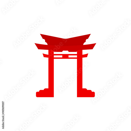 Red chinese gates building design. Vector illustration 