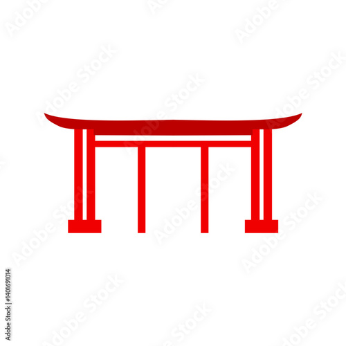 Red chinese gates building design. Vector illustration 