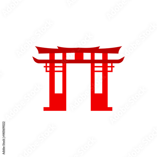 Red chinese gates building design. Vector illustration 