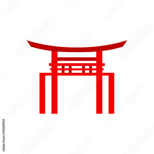 Red chinese gates building design. Vector illustration 