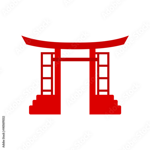 Red chinese gates building design. Vector illustration 