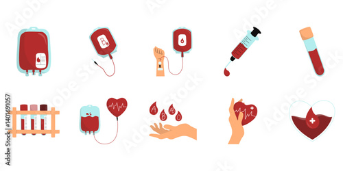 Set of world blood donor day illustration. Vector isolated