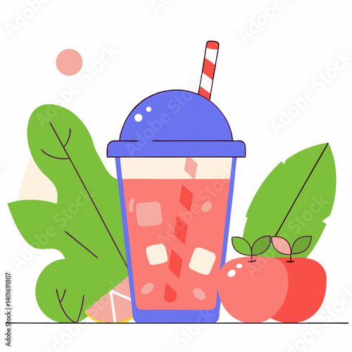Refreshing protein shake with apples and greens in a minimalist style  