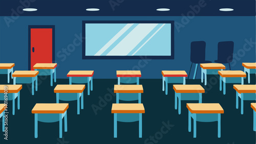 Low Attendance Empty seats in a classroom where only a few students show up indicating that students are disengaged due to lack of funding and incentives.