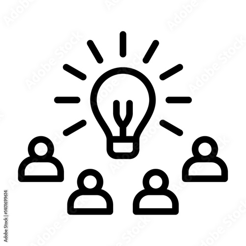 creative team outline icon. collaboration black line illustration.