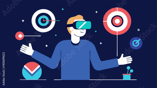 Reaction Time Challenge An exciting scene depicting a patient reacting to virtual targets that pop up in their VR space designed to enhance their reflexes and coordination.