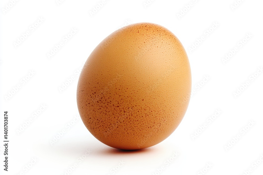 Single brown egg against white background Single brown egg against white background