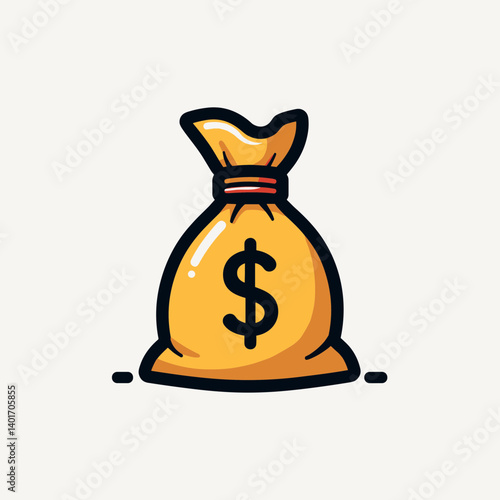 cartoon money bag with  dollar sign