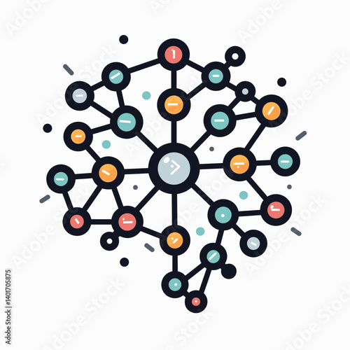 vibrant network connections with colorful icons