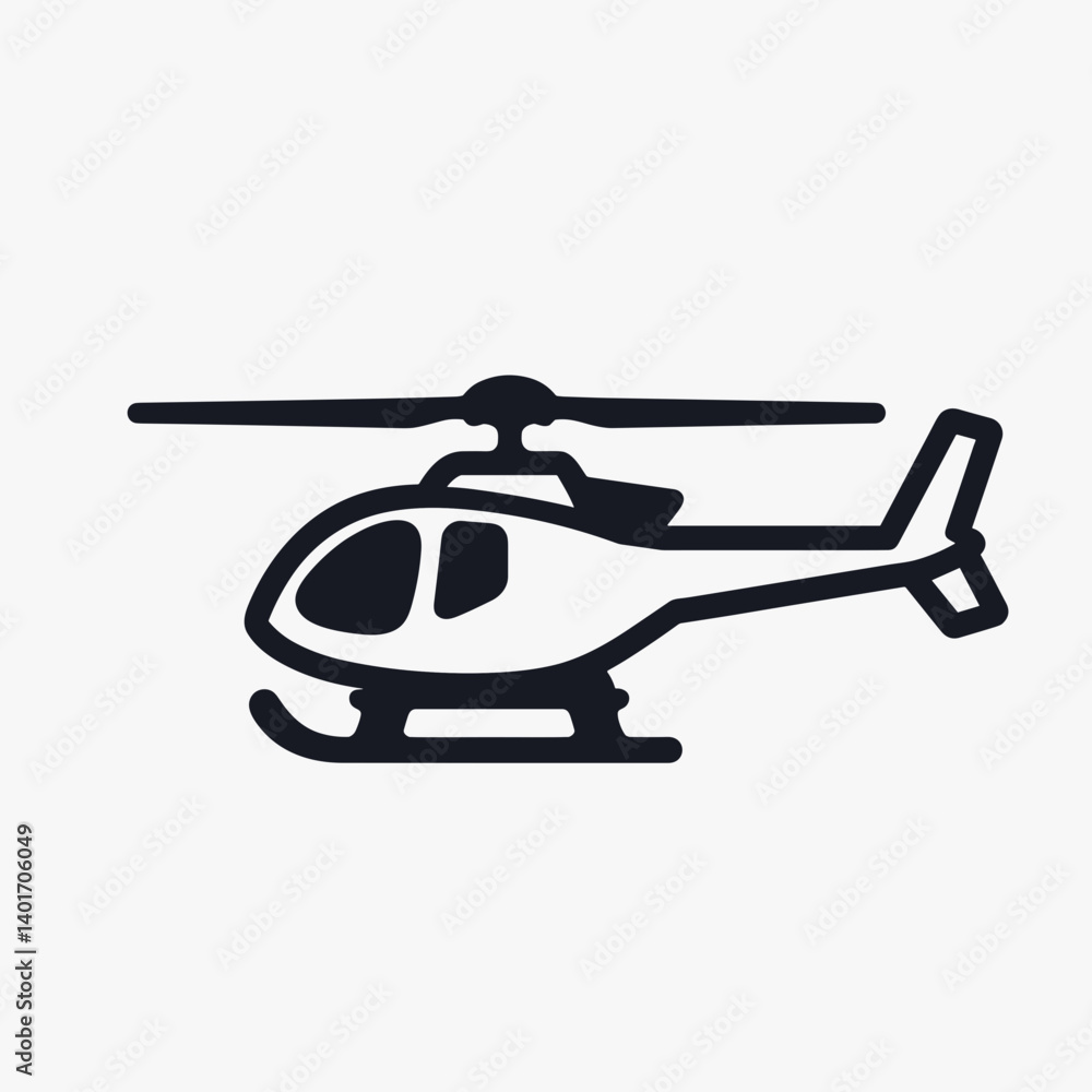 helicopter icon with snow skis black and white vector illustration helicopter icon with snow skis black and white vector illustration