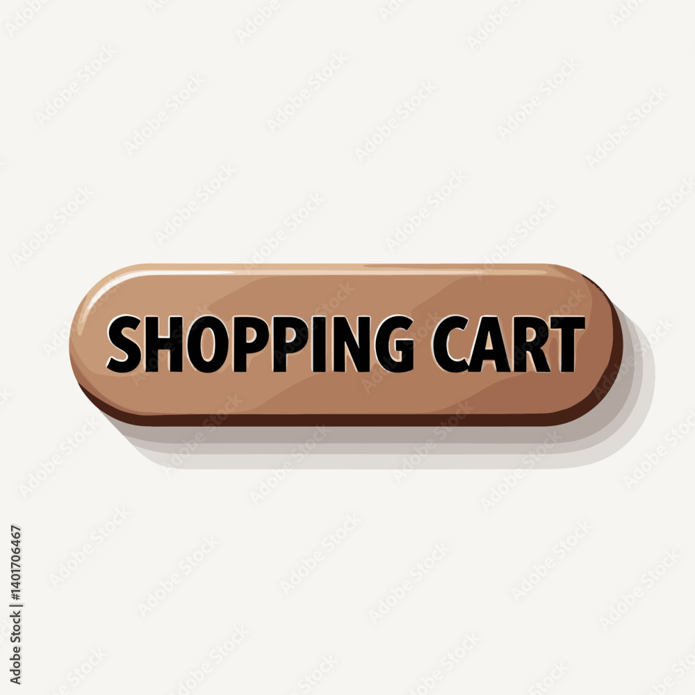 shop cart button with text shopping cart icon in brown on white background shop cart button with text shopping cart icon in brown on white background
