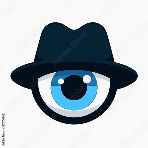 mysterious detective with dark hat and blue eye