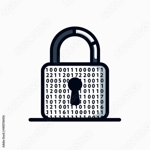 cryptographic data encryption lock icon with digital key  cyber security concept
