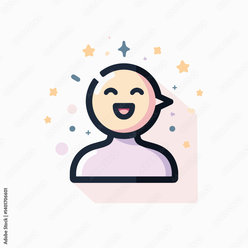 happy emoji character with stars and pink background happy emoji character with stars and pink background