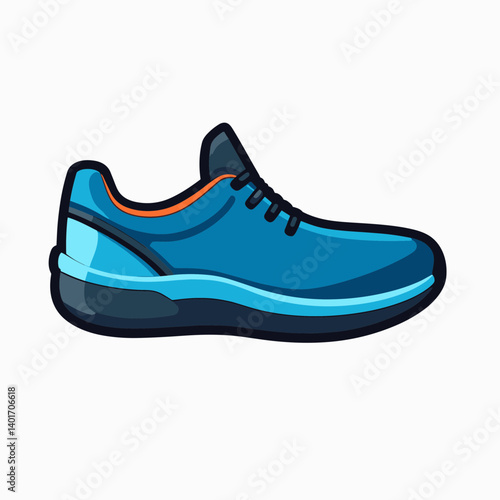 blue sneaker with orange accents  modern athletic footwear