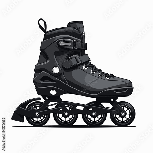 roller skates with black boots and wheels  stock illustration