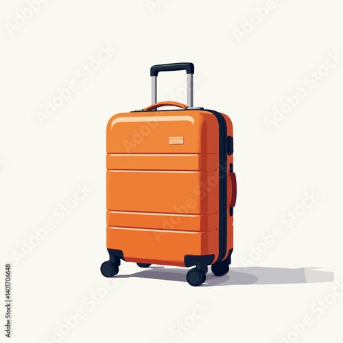 bright orange rolling suitcase with black handle and wheels