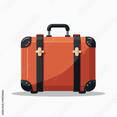 vibrant red suitcase with black handles and gold accents  travel accessory illustration