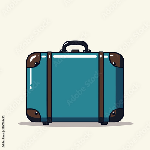 vibrant blue suitcase with brown accents  travel accessory illustration