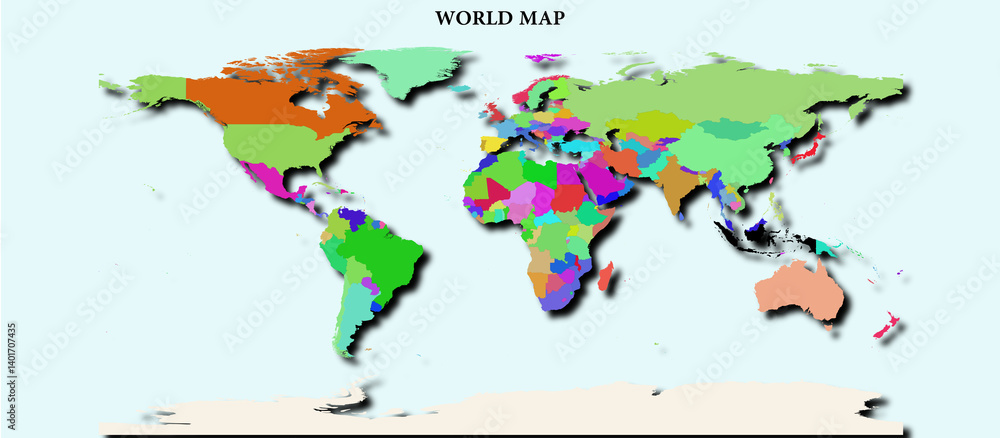 Obraz premium High-resolution illustration of the map of world, showcasing the complete geographical shape of the country