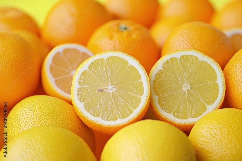 A table displays an abundance of oranges and lemons ripe for enjoyment.