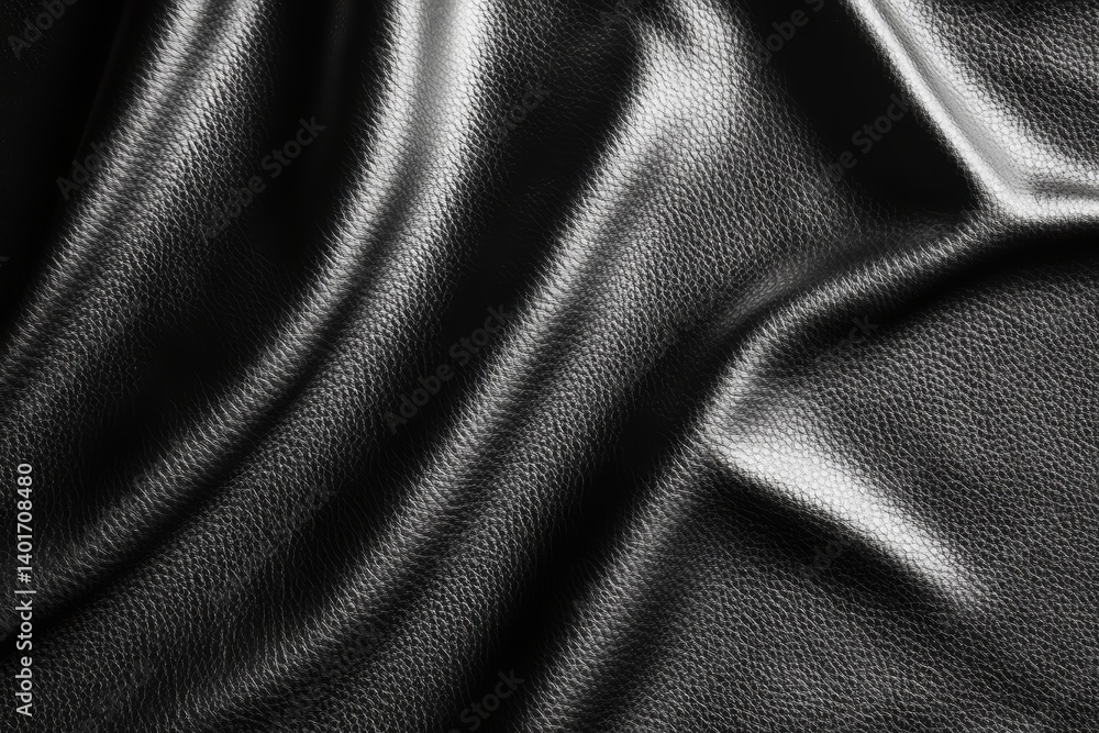 A close-up view of smooth black leather showcasing its fine texture and quality.