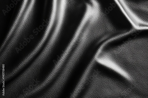 Obraz na płótnie A close-up view of smooth black leather showcasing its fine texture and quality. w salonie