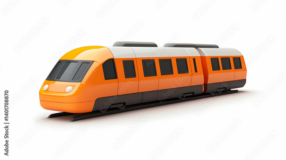 Orange Modern Electric High Speed Train on Railway Against White Background a Clean Design for Efficient Public Transportation Orange Modern Electric High Speed Train on Railway Against White Background a Clean Design for Efficient Public Transportation