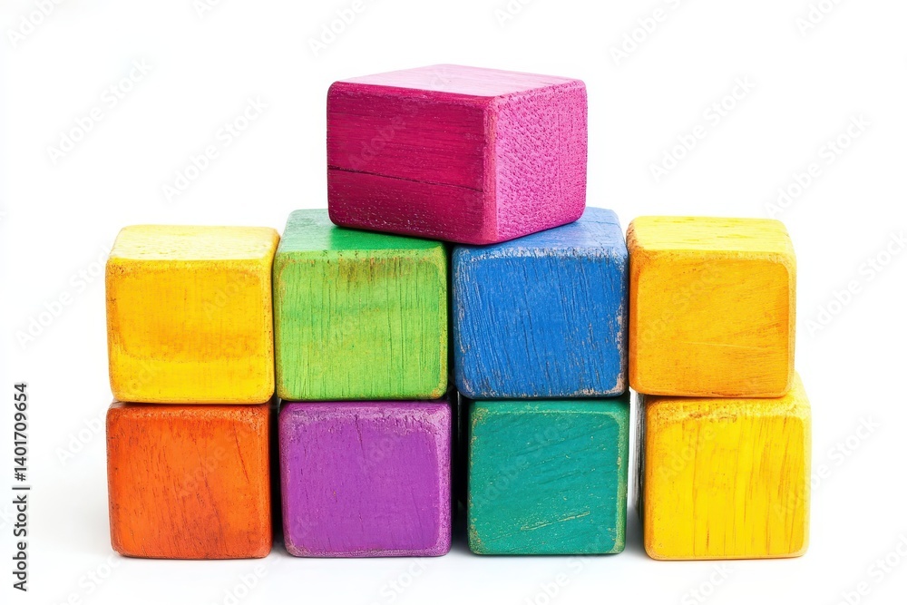 Colorful Wooden Blocks in a Pyramid Stack Colorful Wooden Blocks in a Pyramid Stack