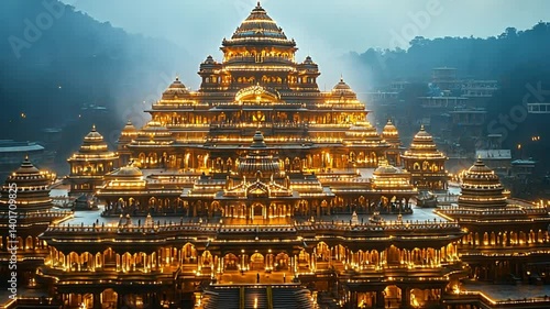 Illuminated Night View of the Magnificent Shri Mata Vaishno Devi Shrine